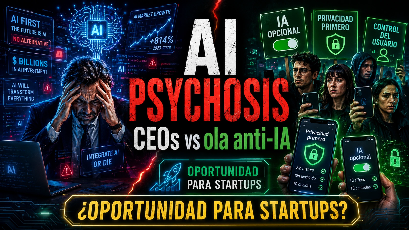 AI psychosis en CEOs y la ola anti‑IA: ¿oportunidad para nuevas startups?