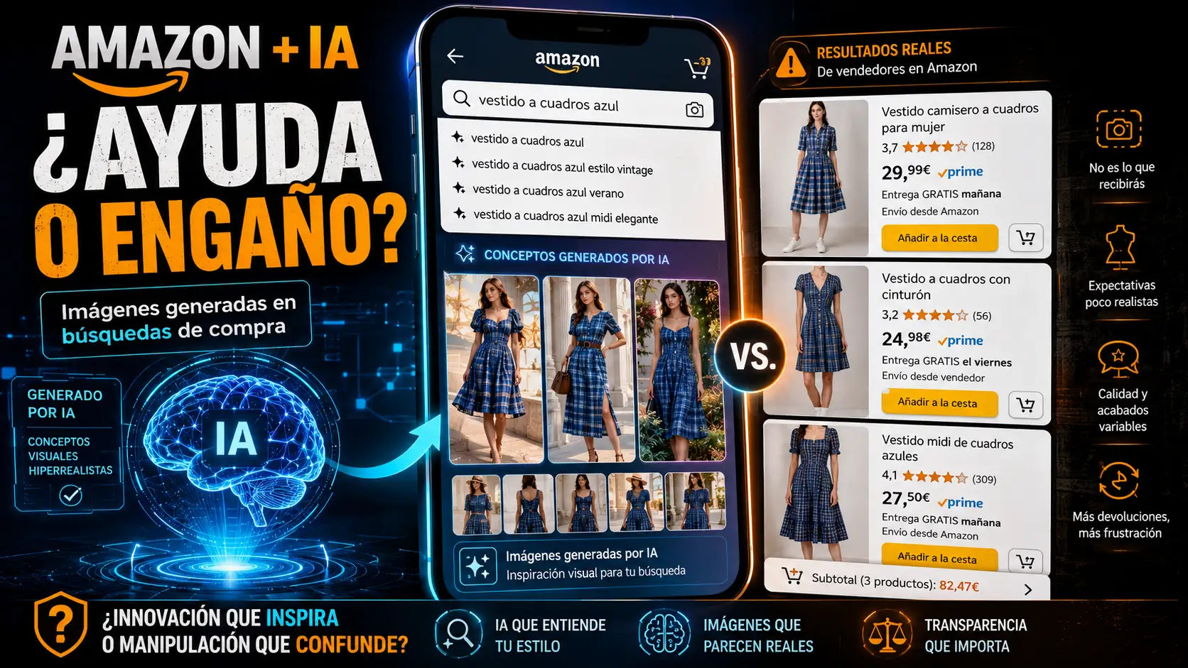 Amazon lanza imágenes IA en búsquedas: ¿Ayuda o engaño para el comprador?